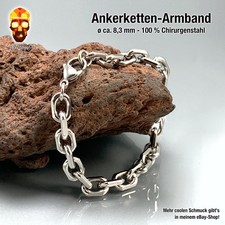 ø 8 mm Ankerketten Armband mit 6 Facetten - Edelstahl Herren Damen dünne Kinder 