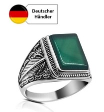 Echt Siegelring Silber 925 für  Herren und Damen  Ring Grün Stein 