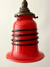 Vintage Murano Glas Tulpenschirm rot schwarz Deckenleuchte Lampe + Armaturen 70er Jahre