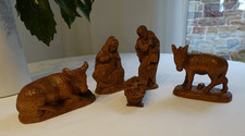 Krippenfiguren  Maria Josef Jesus Esel Kuh Hand-geschnitzt Holz Unikat Krippe