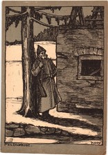 Militär WK1 Soldat Feldwache Künstler Kleinformat