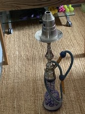 Shisha, 65 cm hoch, gebraucht, blau-silber, leider ohne Kopf