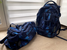 Satch Pack Schulrucksack, blau, ergonomisch, Muster Optik Troublemaker