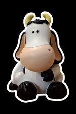 Nici Spardose KUH Landlords weiß schwarz aus Polyresin mit Gummiverschluss