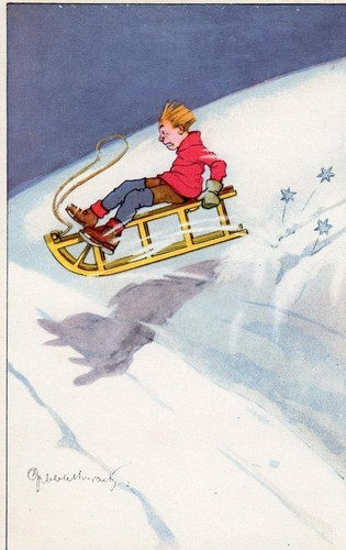 Schlitten rodel comic - (a),