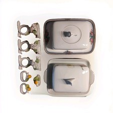 Zwei Butterdosen Acht Serviettenringe Porzellan