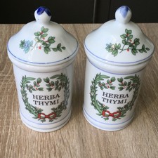 Kräuter Porzellan Dose 2 x Gewürzdose HERBA THYMI hoch ca.9/13,5 cm