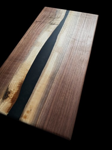 Walnut with black epoxy river - with,