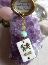 Anhänger FLUORIT + CHRYSOPRAS Muschel Geburtsstein Sternzeichen ZWILLINGE MAI