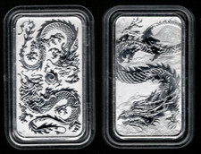 Australien 2x 1 Unze Silber Drache Rectangle 2020 und 2023 Stempelglanz