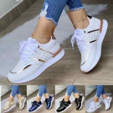 Damen Schnürschuhe Damen Laufen Bequeme flache Fitness Gym Sportschuhe 36-43 DE