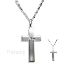  Anhänger Kreuz + Kette Kommunion, Konfirmation,Taufe,Gravur Vorname 925 Silber