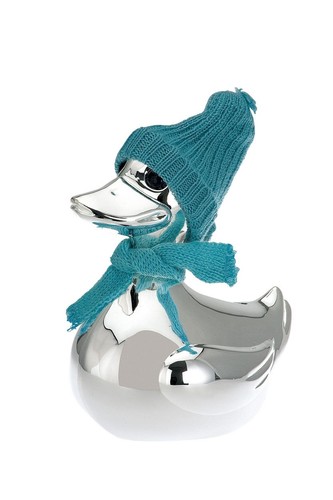 Spardose ente silber glänzend - silber,