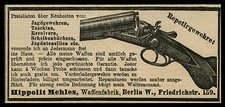 Alte Reklame Werbung 1887 Repetiergewehr   Waffenfabrik Hippolit Mehles Berlin