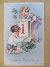 (40) AK DDR KÜNSTLER NEUJAHR, Kinder, Abreißkalender, Hufeisen, Lorbeer