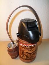 Thermoskanne Pumpkanne Becher Tragbar 1L Paraguay Neuwertig Leder Mate Tee