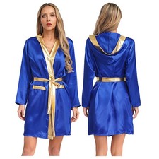 Frauen Boxumhang Halloween Cosplay Kostüm Satin Kapuzenumhang mit Gürtel Party