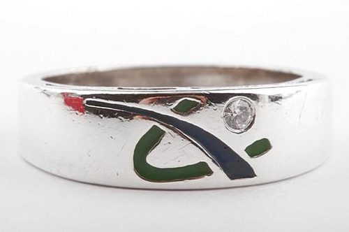 Emaille kristall ring - ring, 925
