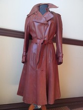 Ledermantel, braun, Größe S/36, Gürtel, Trenchcoat, 70er