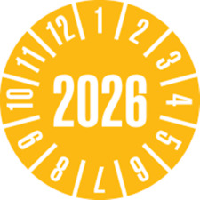 Prüfplakette 2026, gelb
