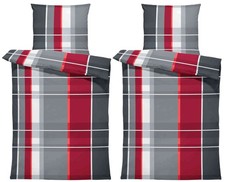 4 teilig Bettwäsche 155x220 cm kariert gestreift Biber Winter Flanell Baumwolle