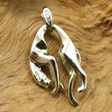 Wert 670,- Gold Clip - Anhänger 333 / 8 KT Gelbgold Panther Anhänger Diamant