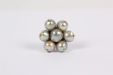 8K Gold Flower Ring with Cultured Pearls 10mm 57 EU Elegant Jewelry
