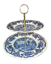 Zweistöckige Etagere Teller  Wedgwood Royal Homes of Britain * Blau 
