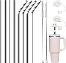8x Edelstahl Trinkhalme 31,5cm