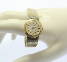 ♦ Damen Armbanduhr Dugena 14 kt 14k 585 er Gelbgold Handaufzug Uhr Milanaiseband