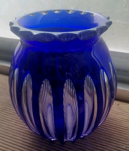 Vintage überfangglas vase cut - vintage-Überfangglas-vase,