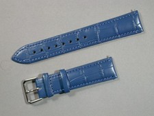 echt Leder Uhrenarmband Blau Krokodil 20mm Breit Edelstahlschließe 1420