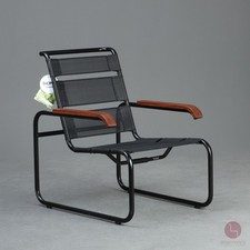 Thonet S35 N Outdoor Lounge Sessel Freischwinger Netzgewebe Schwarz neuwertig