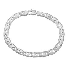 Steg Panzerarmband 7mm Muster Gelocht 925 Silber Panzerkette Damen Herren