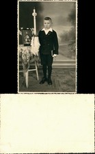 Soziales Leben - Kind Junge feine Kleidung Mode Riesenkerze 1939 Privatfoto