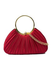 Damen-Clutch Satin plissiert