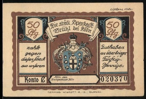 Notgeld brühl bei köln 50 - brühl, köln,
