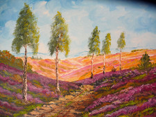 ÖLGEMÄLDE: Heidelandschaft direkt vom Künstler auf Leinwand