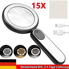 15-fach LED Lupe Leselupe mit Licht Beleuchtung Vergrößerungsglas Juwelierlupe