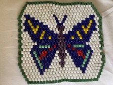 Handgefertigter Glasperlenuntersetzer Untersetzer Walzenperlen =Schmetterling =