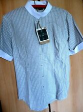 Turnier Bluse ESPERADO Turnierbluse weiß gestreift-grau halbarm Gr.L Strassstein