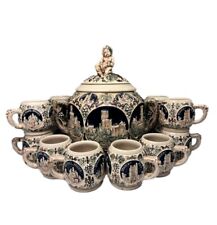 Vintage Bowle mit 12 Bechern