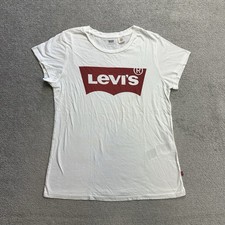 LEVIS Damen T Shirt Kurzarm Gr M Regular Fit Retro Classic Logo 24419 Weiß