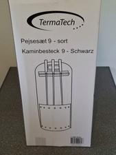 Kaminbesteck TermaTech Nr. 9 mattschwarz mit Griffen aus Edelstahl Ofen Garnitur