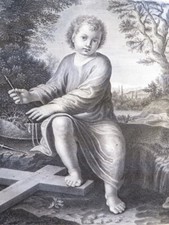 Pierre DREVET (1663-1738) GRAVUR XVII JESUSKIND KREUZ ITALIA BOLOGNA 1700