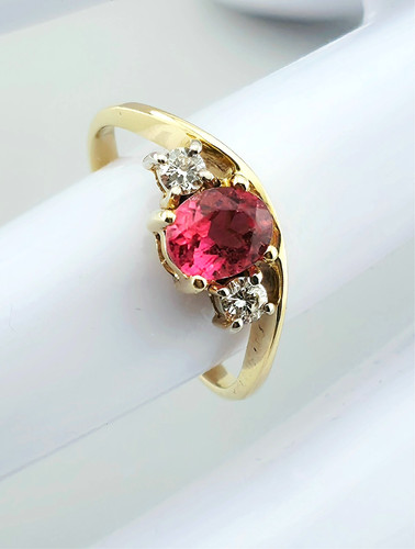 Ring turmalin diamanten gold - turmalin,