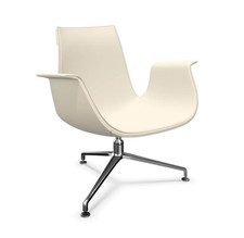 Walter Knoll Schalensessel FK 6729 Kunststoff Weiß Gestell Alu Poliert