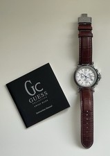 Guess Echtes Leder Armbanduhr GC30000 (3 Chronogragh) Swiss Made Braun TOP