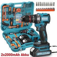 Akkuschrauber Set, Akkubohrer mit 120PCS Werkzeugkoffer mit 2x2000mAh Akku 45Nm