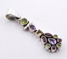 6.80 GM 925 Solid Sterling Silber Natürlich Multi Schnitt Stein Fein Anhänger Eu